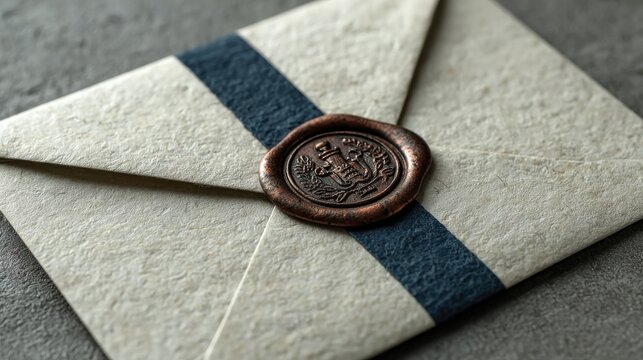 Elegant sealed invitation with copper wax seal conveys luxury and exclusivity for special events and personalized announcements