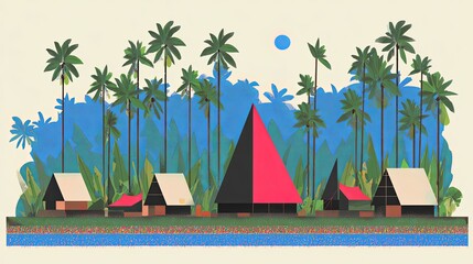 Traditional Kerala Village Fair Illustration