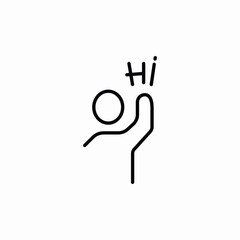 hi greetings waving icon sign vector