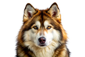 Close-up Portrait of a Brown and White Wolf Dog canine