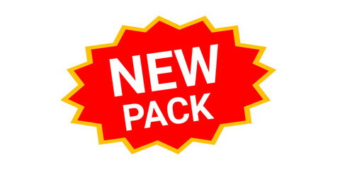New Pack Label Icon Red Burst Sticker Vector Design