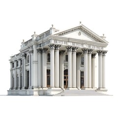 Obraz premium Grand neoclassical building with majestic columns and architectural details isolated on white background