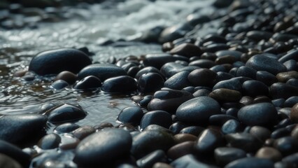 Close-up of flowing water over rocks