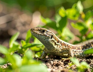 Lizard in green foliage