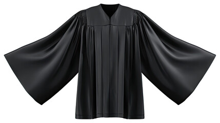 3D realistic render of black graduation robe academic gown on white background