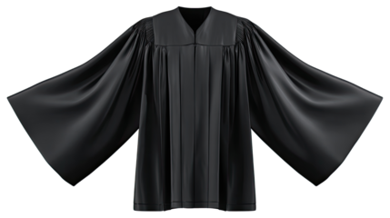 3D realistic render of black graduation robe academic gown on white background