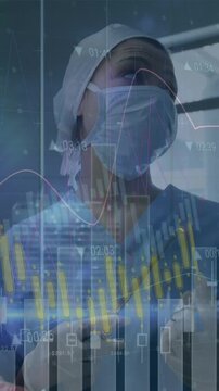 Animation of statistical data processing over team of surgeons performing operation at hospital