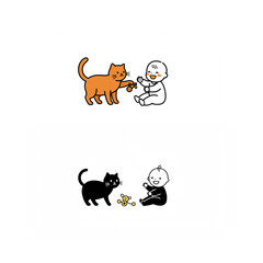 Fototapeta premium Joyful baby plays with friendly cat, creating heartwarming moments of companionship and delight