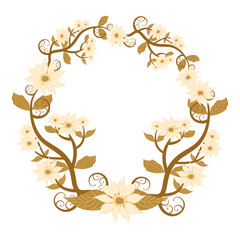 Floral frame, hand drawn vintage floral wreath, vector illustration for labels, corporate identity, wedding invitation cards, monograms and floral emblems.