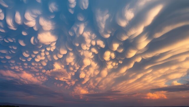 Colorful, textured clouds at sunset