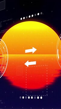 Animation of euro and dollar currency symbols on digital technology background