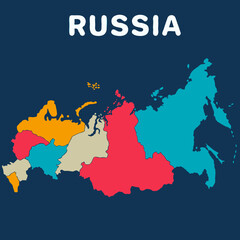 Obraz premium colorful map of russia on dark background with detailed outline vector illustration