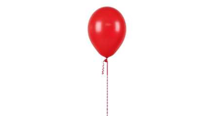 Isolated red balloon on a string, celebration, holiday, festive party, birthday, fun