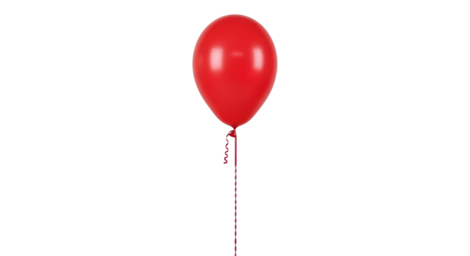 Isolated red balloon on a string, celebration, holiday, festive party, birthday, fun - Powered by Adobe