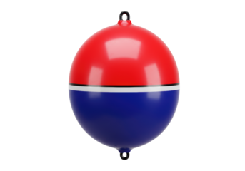 Isolated round buoy, red and blue nautical signal marker, coast guard floating safety device