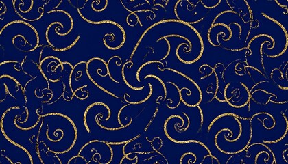 Gold swirls on navy blue background