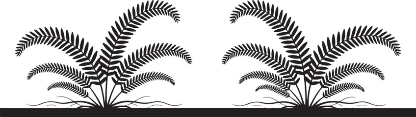 Fern Silhouette Collection Lush Greenery on Transparent Background for Creative Projects