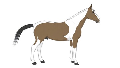 Obraz premium Side view of a horse with brown and white coloring