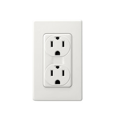 a simple wall-mounted power plug, white background