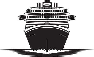 Cruise Ship Silhouette Vector Illustration Front View Ocean Liner Nautical Vessel Sea Travel Vacation
