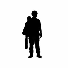 Tunnel engineer silhouette supervising tbm boring operation with operator isolated on white background