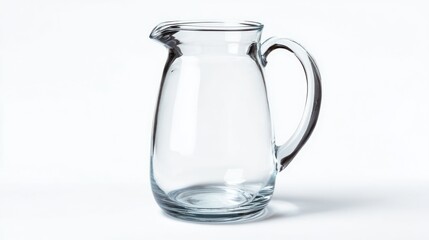 Clear glass pitcher isolated on white background studio