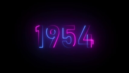 Neon 1954 text glowing in blue and pink against a black background year number