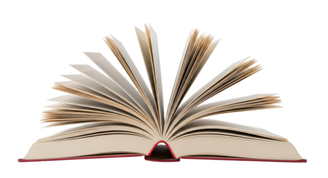 Isolated book with pages fanned out for reading or studying knowledge and literacy theme