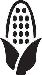 Corn on cob silhouette glyph vector icon isolated on white background, fresh vegetable design.
