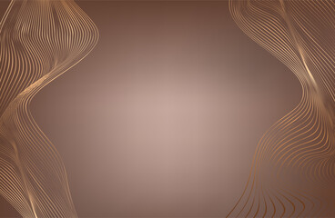 Golden lines pattern on brown background. Luxury gold Line arts wallpaper. Design for cover, invitation background, packaging design, fabric and print. Vector illustration.