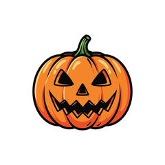 Halloween Pumpkin Vector Illustration A Festive and Spooky Jack-o'-Lantern Cartoon for Autumn Celebrations and Halloween-Themed Projects