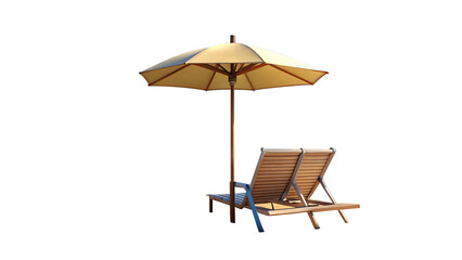 Coastal Leisure Concept Beach Parasol and Seating &ndash; Isolated 3D Render
