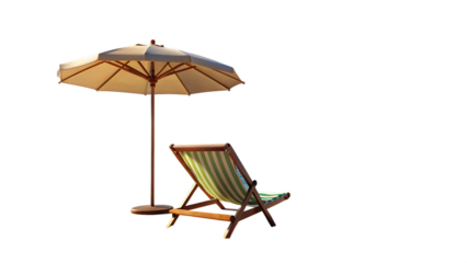 Coastal Leisure Concept Beach Parasol and Seating – Isolated 3D Render