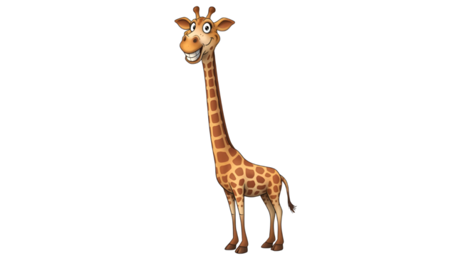 Cartoon giraffe with a big smile illustration isolated PNG with Transparent Background
