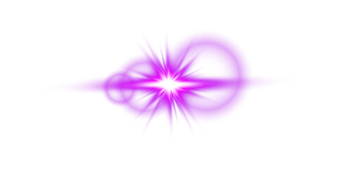 Bright Purple Sunlight Lens Flare with Glow and Transparent Background for Light Overlay Effects