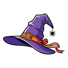 Spooky Halloween Witch Hat with Spider Festive Illustration for Autumn Celebrations, HALLO-23