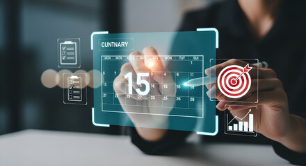 Business people plan schedule and agenda using calendar reminder application