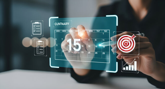 Business people plan schedule and agenda using calendar reminder application