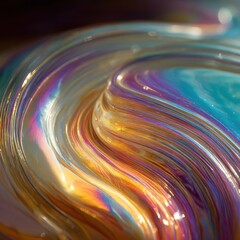 Abstract Iridescent Swirls: Colorful, Flowing, and Textured.