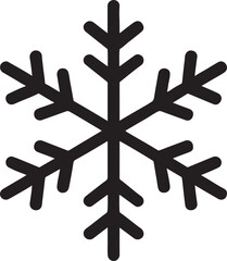 Simple Black Snowflake Icon on White Background Design