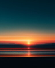 Fototapeta premium Abstract Sunset Over Calm Water with Colorful Sky and Reflection