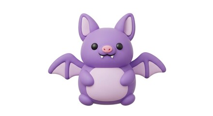 Adorable Purple Cartoon Bat Illustration.