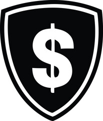 Bold shield with dollar sign emblem for financial security business security or money protection services