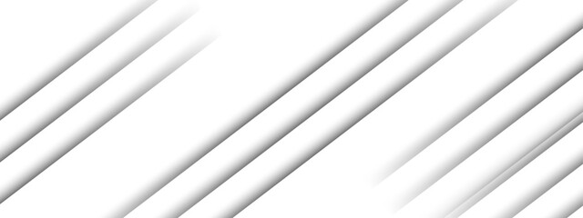 Obraz premium Minimalistic abstract background featuring diagonal white stripes with soft gray shadows. Depth, simplicity, and geometric alignment. White light grey background Design. 