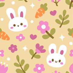 Cute easter vector seamless pattern with floral elements.
