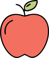 Simple cartoon apple with leaf and stem great for educational or design projects sweet healthy fruit graphic