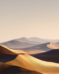Serene Desert Landscape Under Golden Sunlight at Dusk