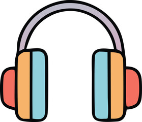 Colorful hand drawn headphones icon for music lovers and audio enthusiasts simple cartoon style art