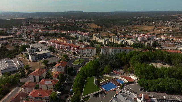 Drone Panoramic View of Abrantes Town in Central Portugal