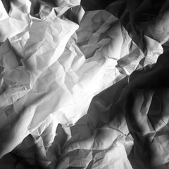 Abstract Monochrome: Crumpled Paper Texture with Dramatic Light and Shadow